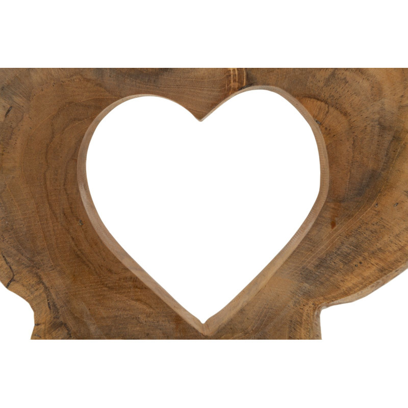 Grande Sculpture artisanale sur pied Coeur Hauteur 38 cm en Bois de teck recyclé Marron Hasi 