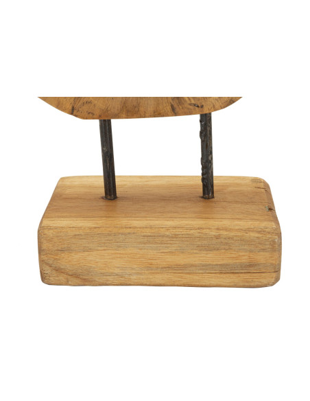 Grande Sculpture artisanale sur pied Coeur Hauteur 38 cm en Bois de teck recyclé Marron Hasi 