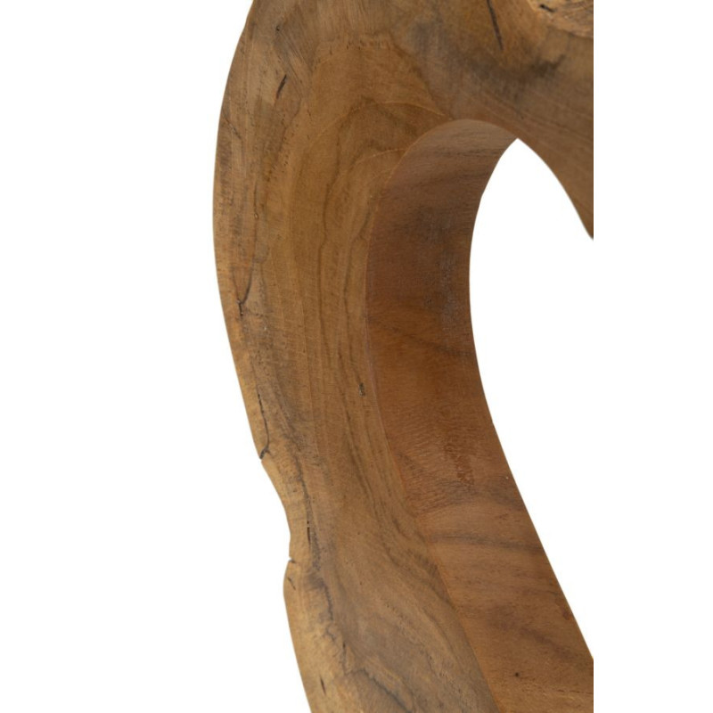 Grande Sculpture artisanale sur pied Coeur Hauteur 38 cm en Bois de teck recyclé Marron Hasi 