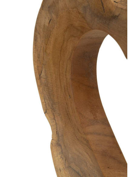 Grande Sculpture artisanale sur pied Coeur Hauteur 38 cm en Bois de teck recyclé Marron Hasi 
