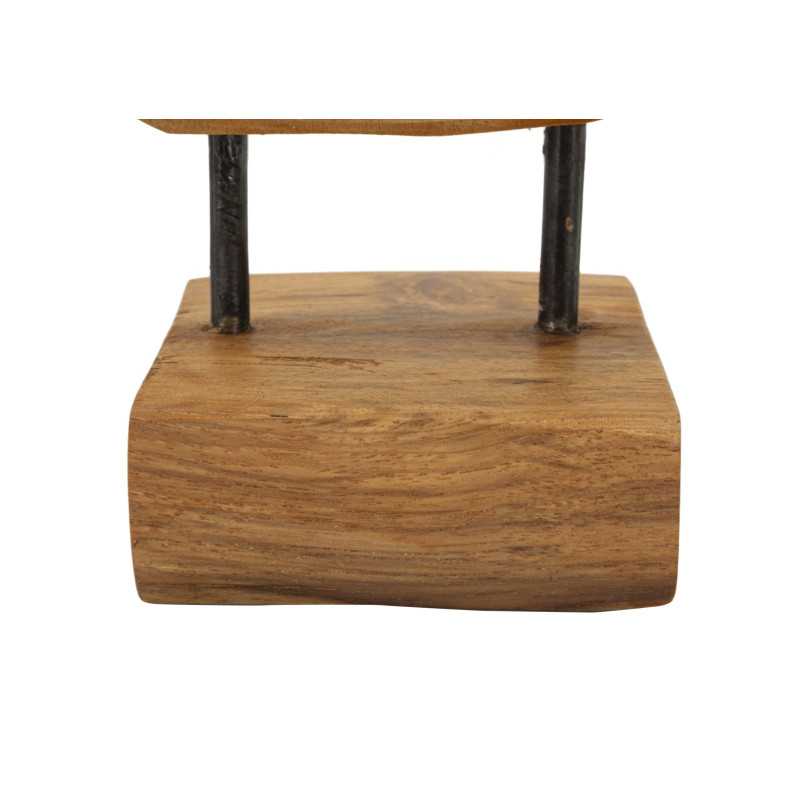 Sculpture artisanale sur pied Coeur Hauteur 28 cm en Bois de teck recyclé Marron Hasi 