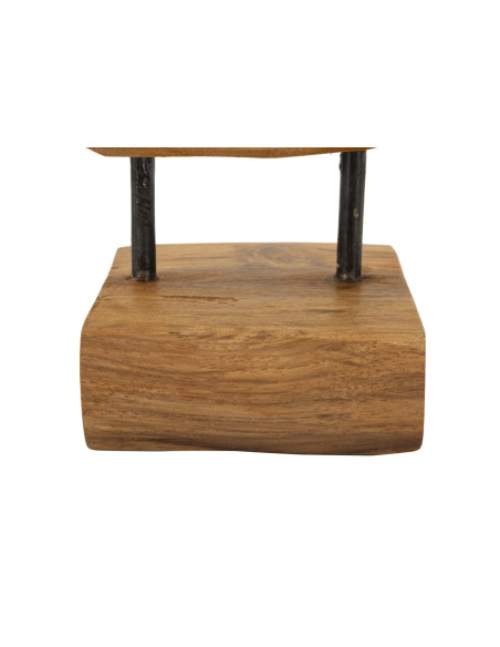 Sculpture artisanale sur pied Coeur Hauteur 28 cm en Bois de teck recyclé Marron Hasi 