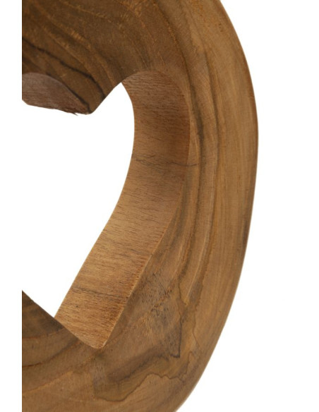 Sculpture artisanale sur pied Coeur Hauteur 28 cm en Bois de teck recyclé Marron Hasi 