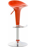 Tabouret de bar réglable pivotant orange en plastique et métal aspect chrome 37 x 37 x 87 cm Bellano