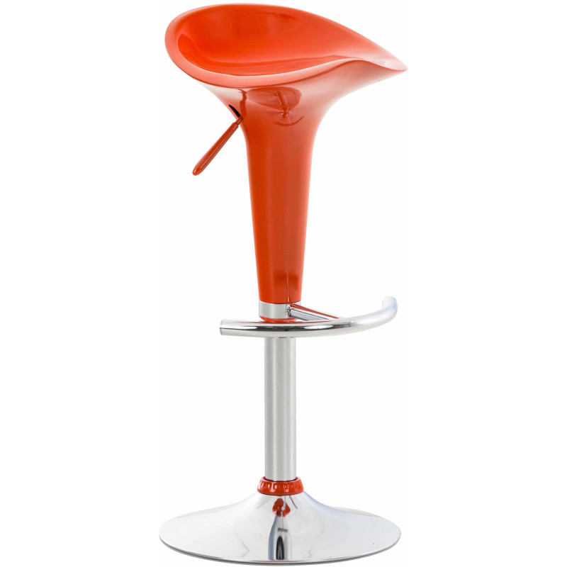 Tabouret de bar design rétro en Polypropylène Orange Métal Argenté Brillant Bellano - 1
