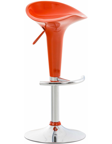 Tabouret de bar design rétro en Polypropylène Orange Métal Argenté Brillant Bellano - 1