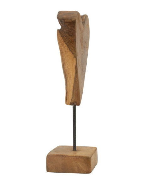 Sculpture artisanale sur pied Coeur Hauteur 35 cm en Bois de teck recyclé Marron Cuore 
