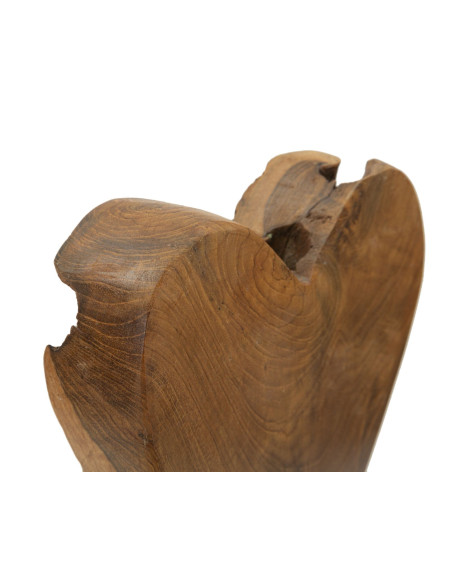 Sculpture artisanale sur pied Coeur Hauteur 35 cm en Bois de teck recyclé Marron Cuore 