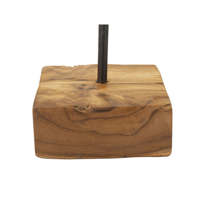 Sculpture artisanale sur pied Coeur Hauteur 25 cm en Bois de teck recyclé Marron Cuore 