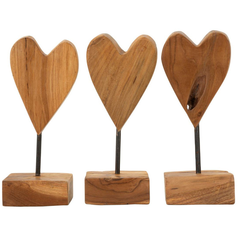 Sculpture artisanale sur pied Coeur Hauteur 25 cm en Bois de teck recyclé Marron Cuore - 8