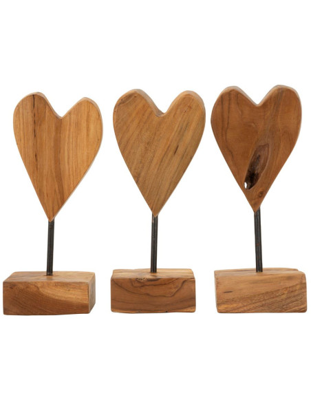 Sculpture artisanale sur pied Coeur Hauteur 25 cm en Bois de teck recyclé Marron Cuore - 8