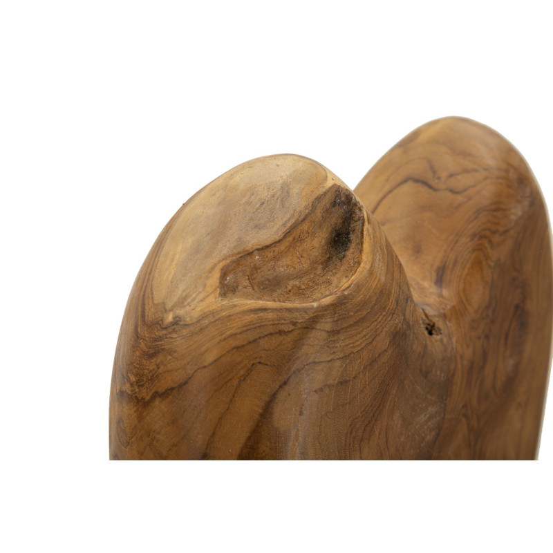 Grande Sculpture artisanale sur pied Coeur Hauteur 45 cm en Bois de teck recyclé Marron Dobu 