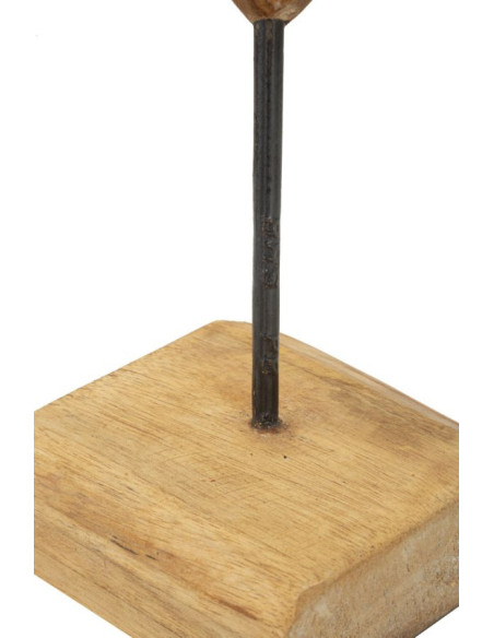 Grande Sculpture artisanale sur pied Coeur Hauteur 45 cm en Bois de teck recyclé Marron Dobu 