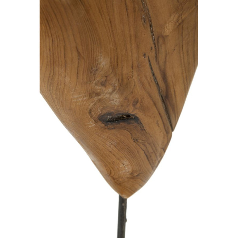 Grande Sculpture artisanale sur pied Coeur Hauteur 45 cm en Bois de teck recyclé Marron Dobu 