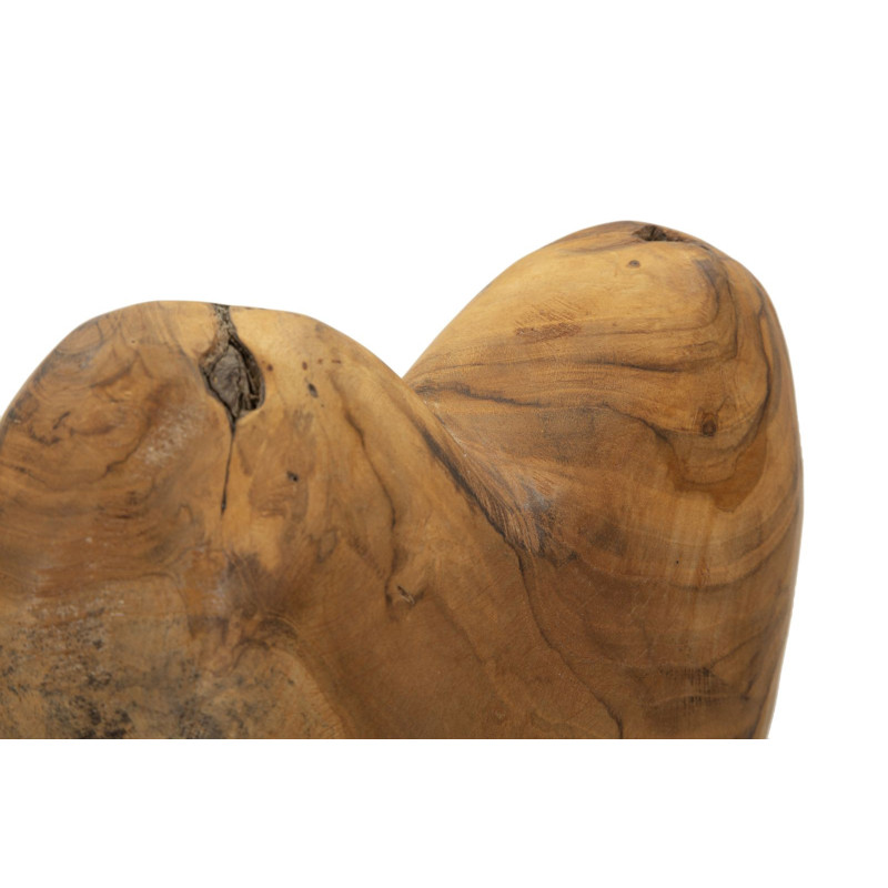 Sculpture artisanale sur pied Coeur Hauteur 37 cm en Bois de teck recyclé Marron Dobu 
