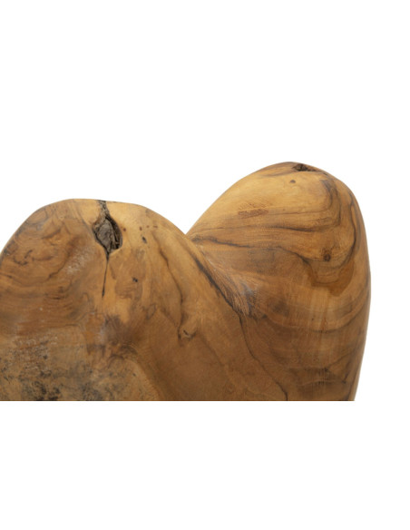 Sculpture artisanale sur pied Coeur Hauteur 37 cm en Bois de teck recyclé Marron Dobu 