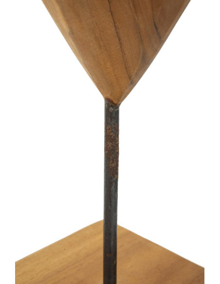 Sculpture artisanale sur pied Coeur Hauteur 37 cm en Bois de teck recyclé Marron Dobu 