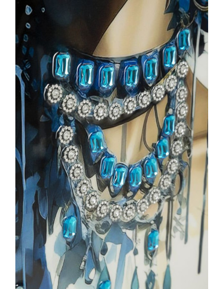 Toile murale peinte carrée Femme africaine 82x82 Cadre noir Altea A 