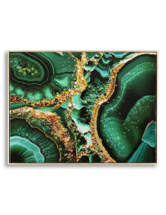 Toile murale peinte moderne abstraite 82x62 Cadre doré Smeraldy B 