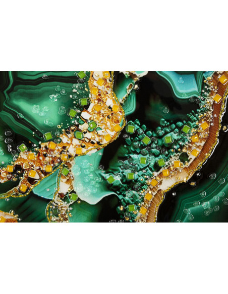 Toile murale peinte moderne abstraite 82x62 Cadre doré Smeraldy B 
