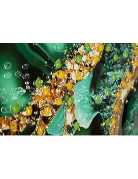 Toile murale peinte moderne abstraite 82x62 Cadre doré Smeraldy B 