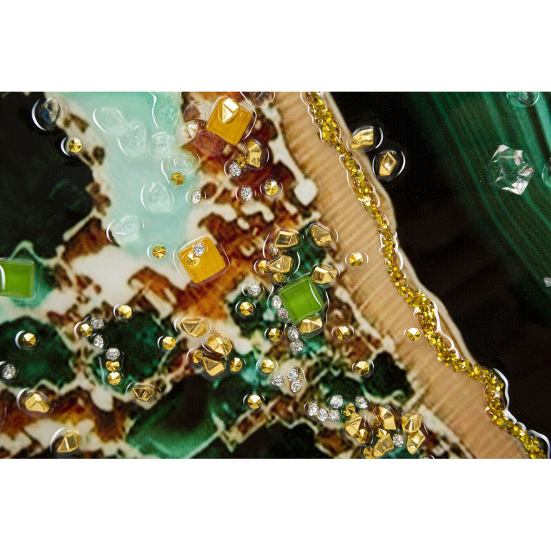 Toile murale peinte moderne abstraite 82x62 Cadre doré Smeraldy B 