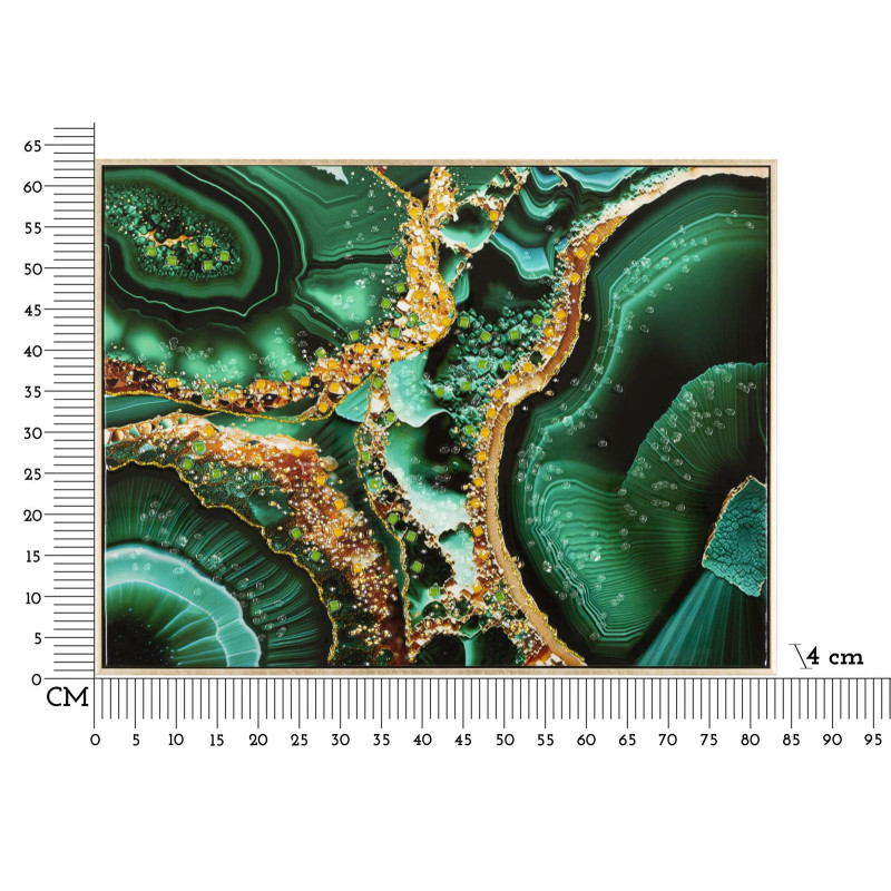 Toile murale peinte moderne abstraite 82x62 Cadre doré Smeraldy B 