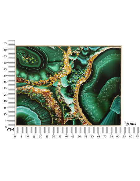 Toile murale peinte moderne abstraite 82x62 Cadre doré Smeraldy B 