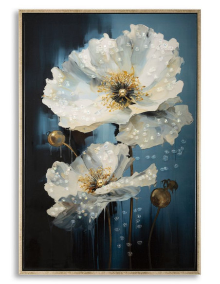 Toile murale peinte Chien anthropomorphe 42x62 Cadre doré Bluely 