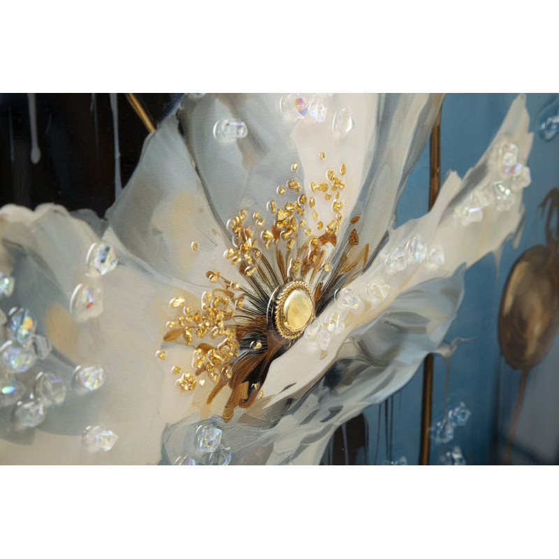 Toile murale peinte Chien anthropomorphe 42x62 Cadre doré Bluely 