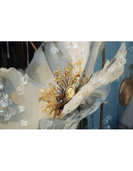 Toile murale peinte Chien anthropomorphe 42x62 Cadre doré Bluely 