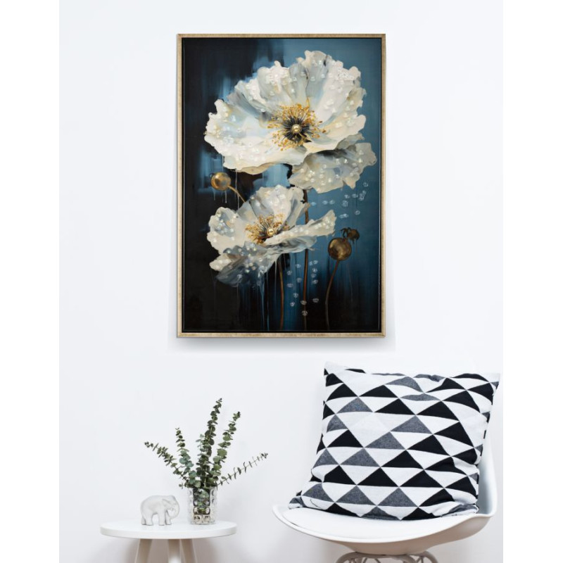 Toile murale peinte Chien anthropomorphe 42x62 Cadre doré Bluely 