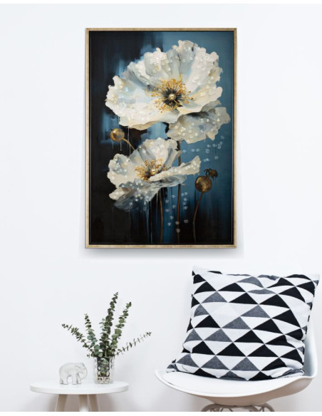 Toile murale peinte Chien anthropomorphe 42x62 Cadre doré Bluely 