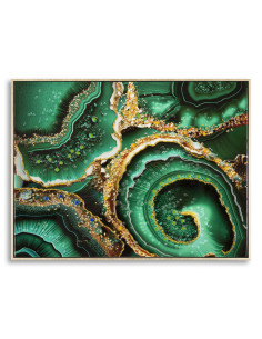 Toile murale peinte moderne abstraite 82x62 Cadre doré Smeraldy A 