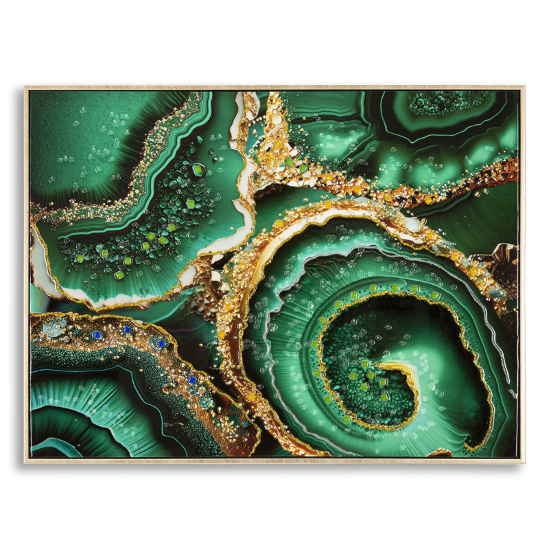 Toile murale peinte moderne abstraite 82x62 Cadre doré Smeraldy A 