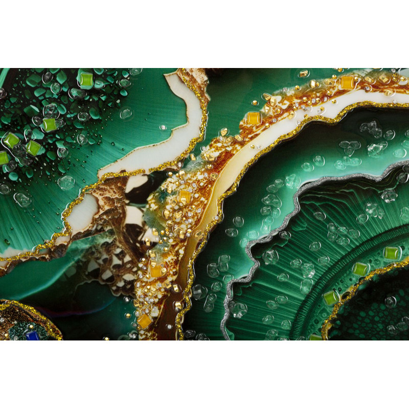 Toile murale peinte moderne abstraite 82x62 Cadre doré Smeraldy A 