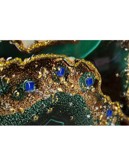 Toile murale peinte moderne abstraite 82x62 Cadre doré Smeraldy A 