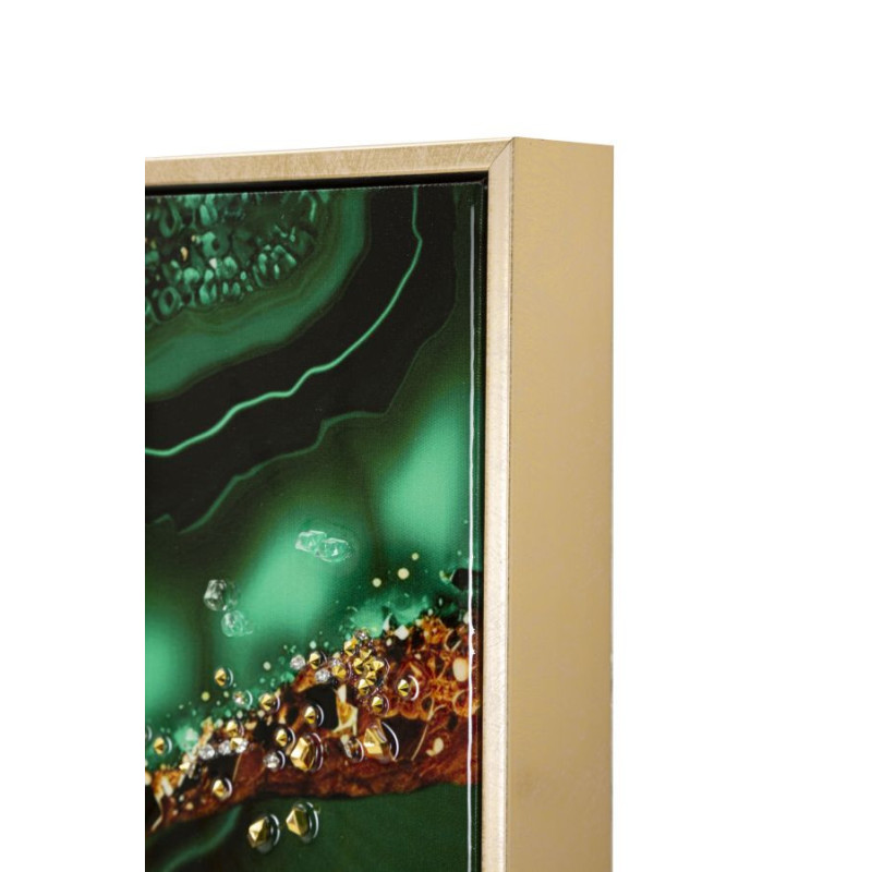 Toile murale peinte moderne abstraite 82x62 Cadre doré Smeraldy A 