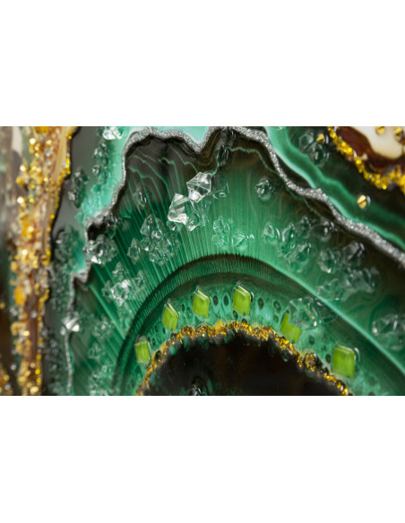 Toile murale peinte moderne abstraite 82x62 Cadre doré Smeraldy A 