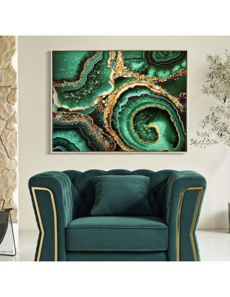 Toile murale peinte moderne abstraite 82x62 Cadre doré Smeraldy A 