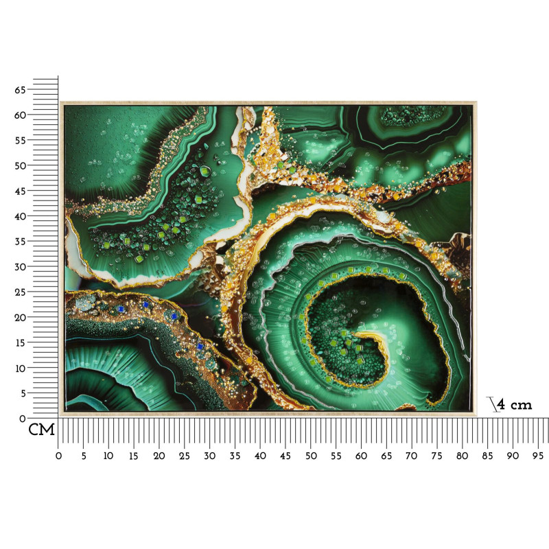 Toile murale peinte moderne abstraite 82x62 Cadre doré Smeraldy A 