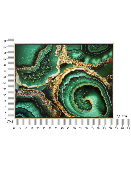 Toile murale peinte moderne abstraite 82x62 Cadre doré Smeraldy A 