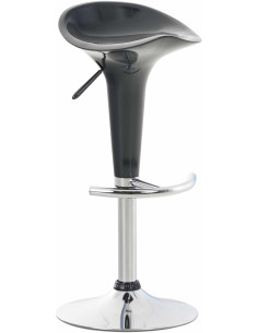 Tabouret de bar design rétro en Polypropylène Gris Métal Argenté Brillant Bellano - 1