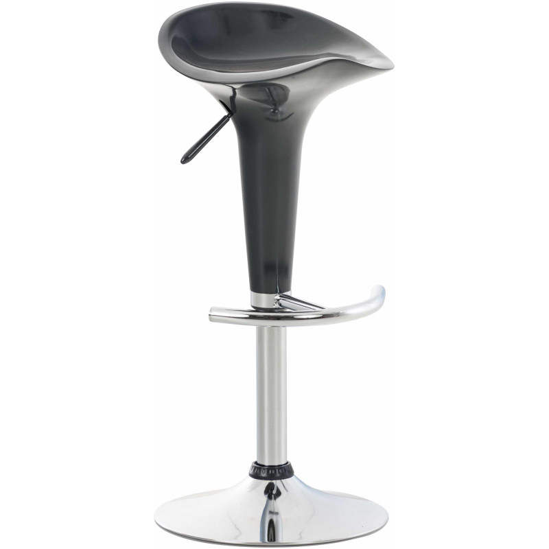 Tabouret de bar design rétro en Polypropylène Gris Métal Argenté Brillant Bellano - 1