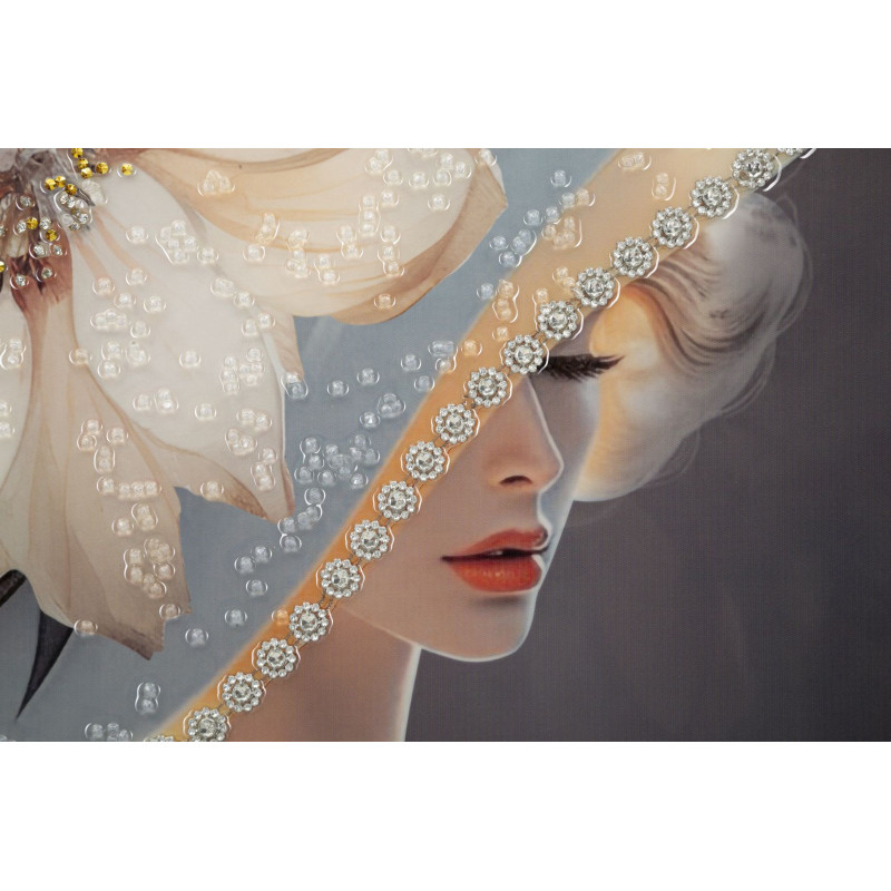 Toile murale peinte Femme avec chapeau 62x92 Cadre doré Wien A 