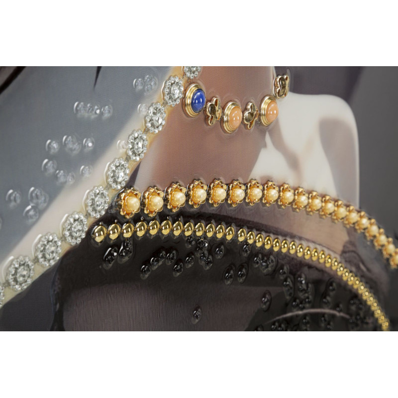 Toile murale peinte Femme avec chapeau 62x92 Cadre doré Wien A 