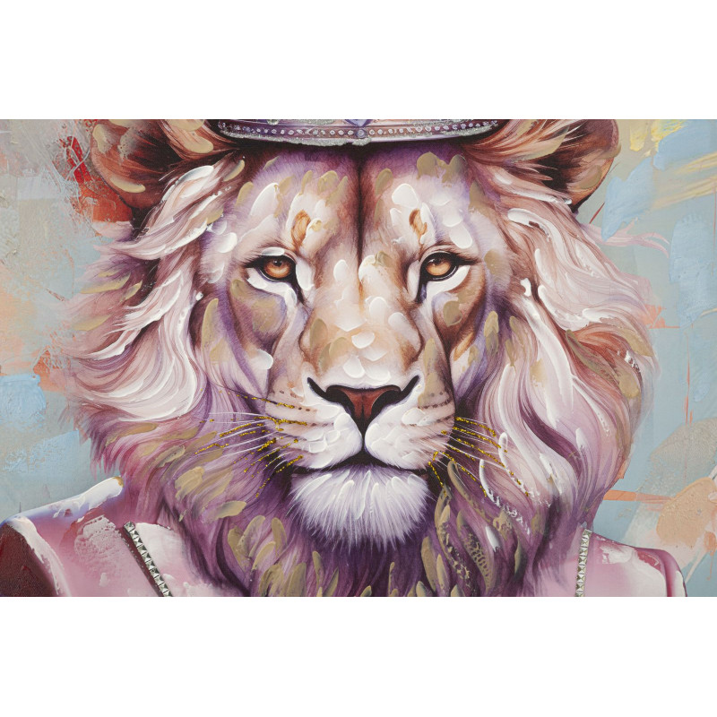 Grande Toile murale peinte Lion anthropomorphe 82x122 Cadre doré King - 2