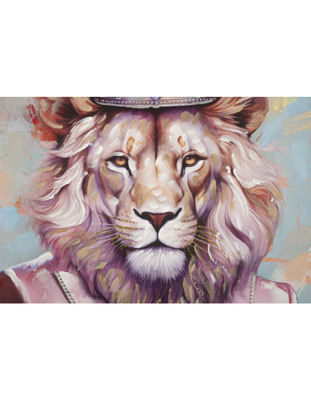 Grande Toile murale peinte Lion anthropomorphe 82x122 Cadre doré King - 2