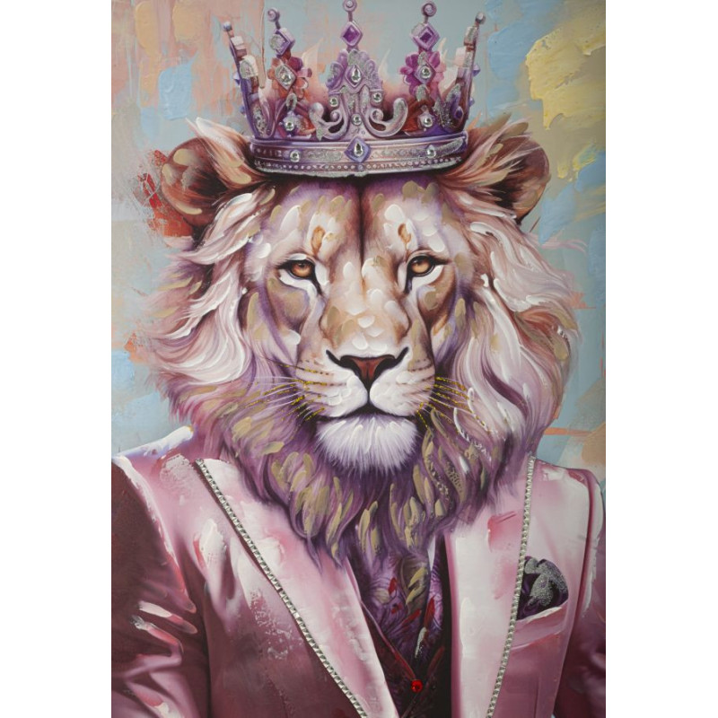 Grande Toile murale peinte Lion anthropomorphe 82x122 Cadre doré King - 3