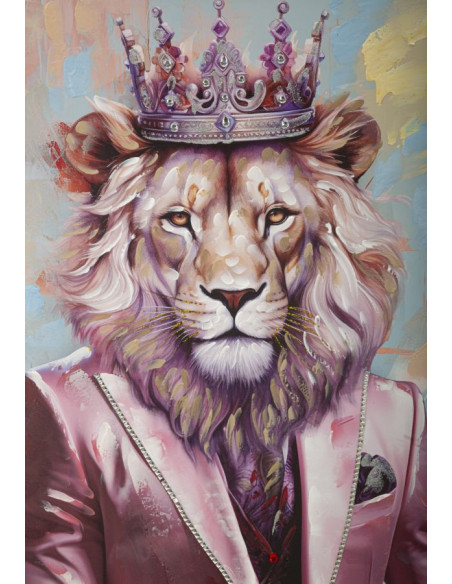 Grande Toile murale peinte Lion anthropomorphe 82x122 Cadre doré King - 3